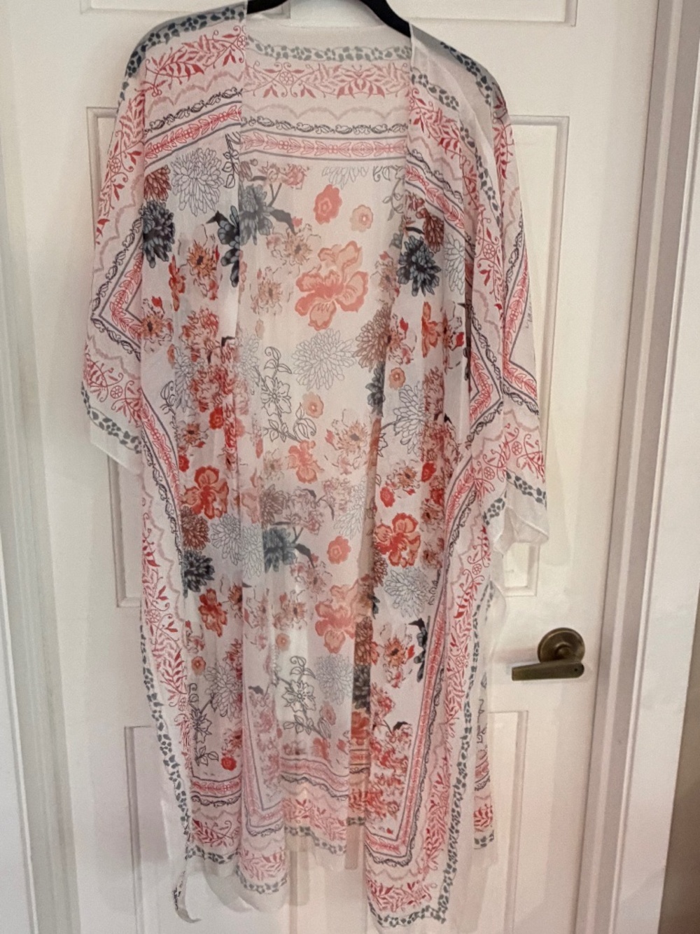 Sheer Floral Boho Kimono Cardigan Lightweight Duster Cover Up - OS